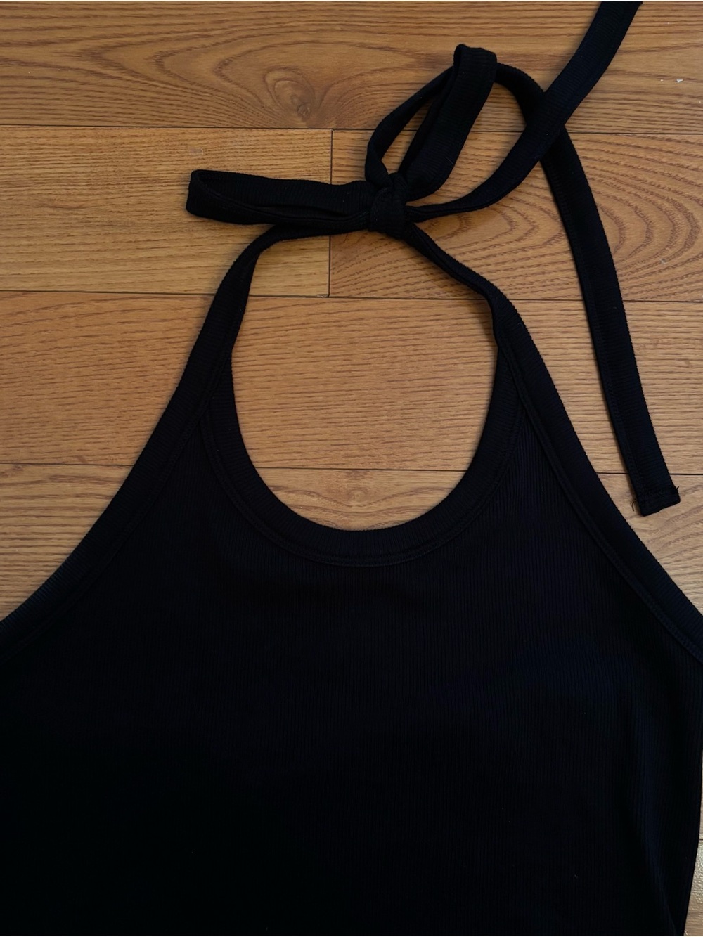 KOTN Ribbed Black Halter Tank - Picture 3 of 7
